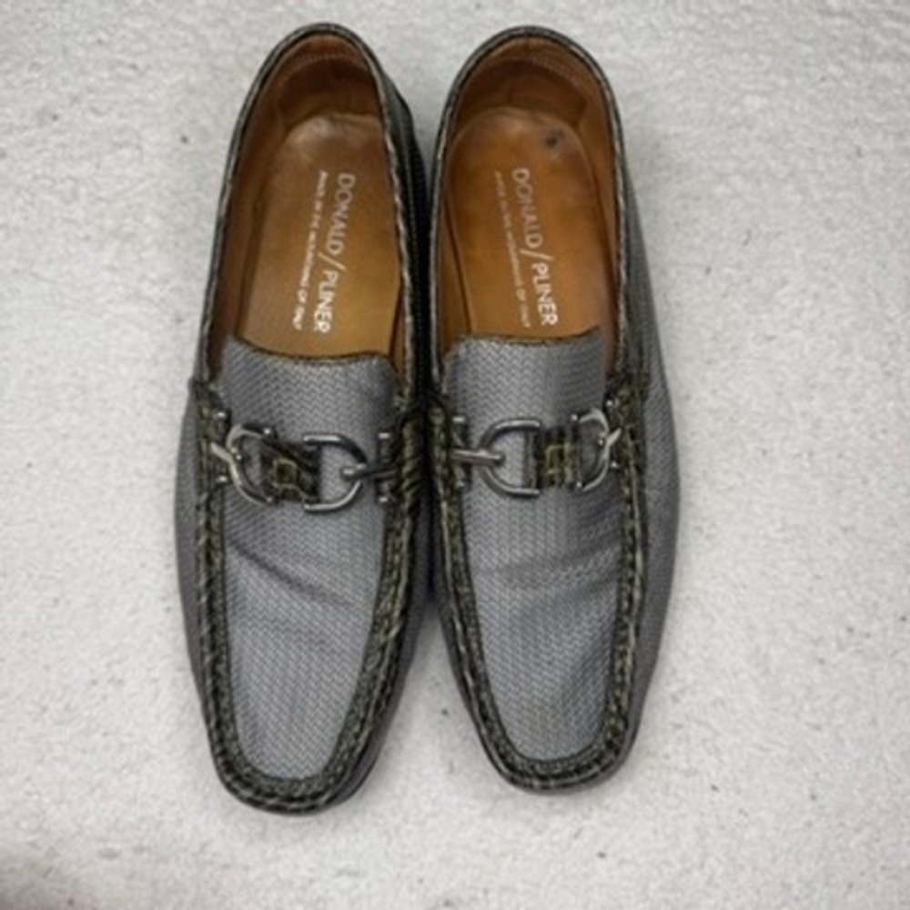 Donald Pliner Dacio Mens Gray Woven Buckle Loafer Dress Shoes Size 9‎